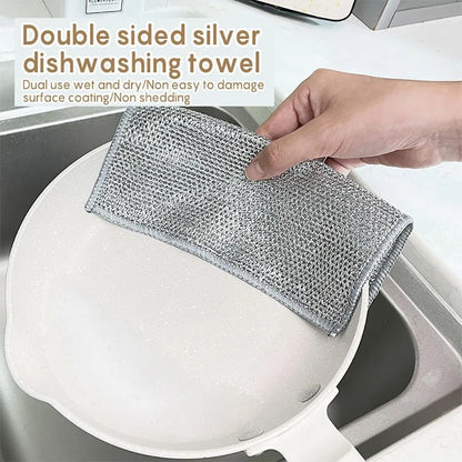 10-1pc Magic Cleaning Cloth Thickened Double -sided Metal Steel Wire Rags Kitchen Dish Pot Washdishing Cloths Towel Clean Tools - AMULET RING STORE