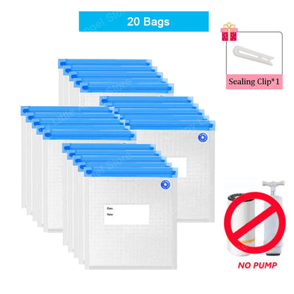 Reusable vacuum food storage bag zipper bag set USB electric pump vacuum sealing bag and manual pump vacuum bag - AMULET RING STORE