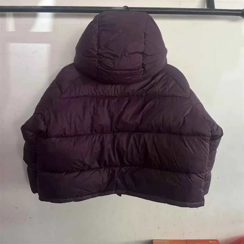 Women's Hooded Purple Cotton Jacket - Quilted Design, Warm Winter Coat, Casual Cold-Weather Outerwear