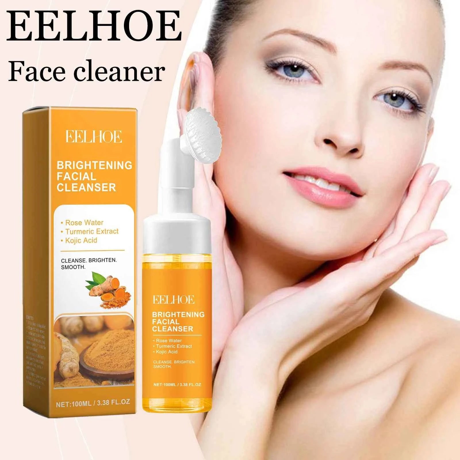 EELHOE Turmeric Facial Cleaner Brush Oil Control Remove Blackheads Pore Cleaning Moisturizing Brightening Face Cleaner