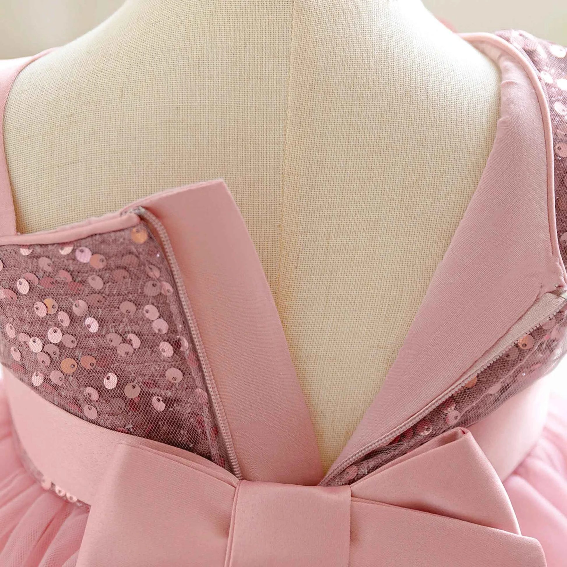 Toddler Flower Bow Party Baby Girl Dress Sequins Wedding Bridesmaids Dress for Girls Elegant 1st Birthday Evening Prom Costumes