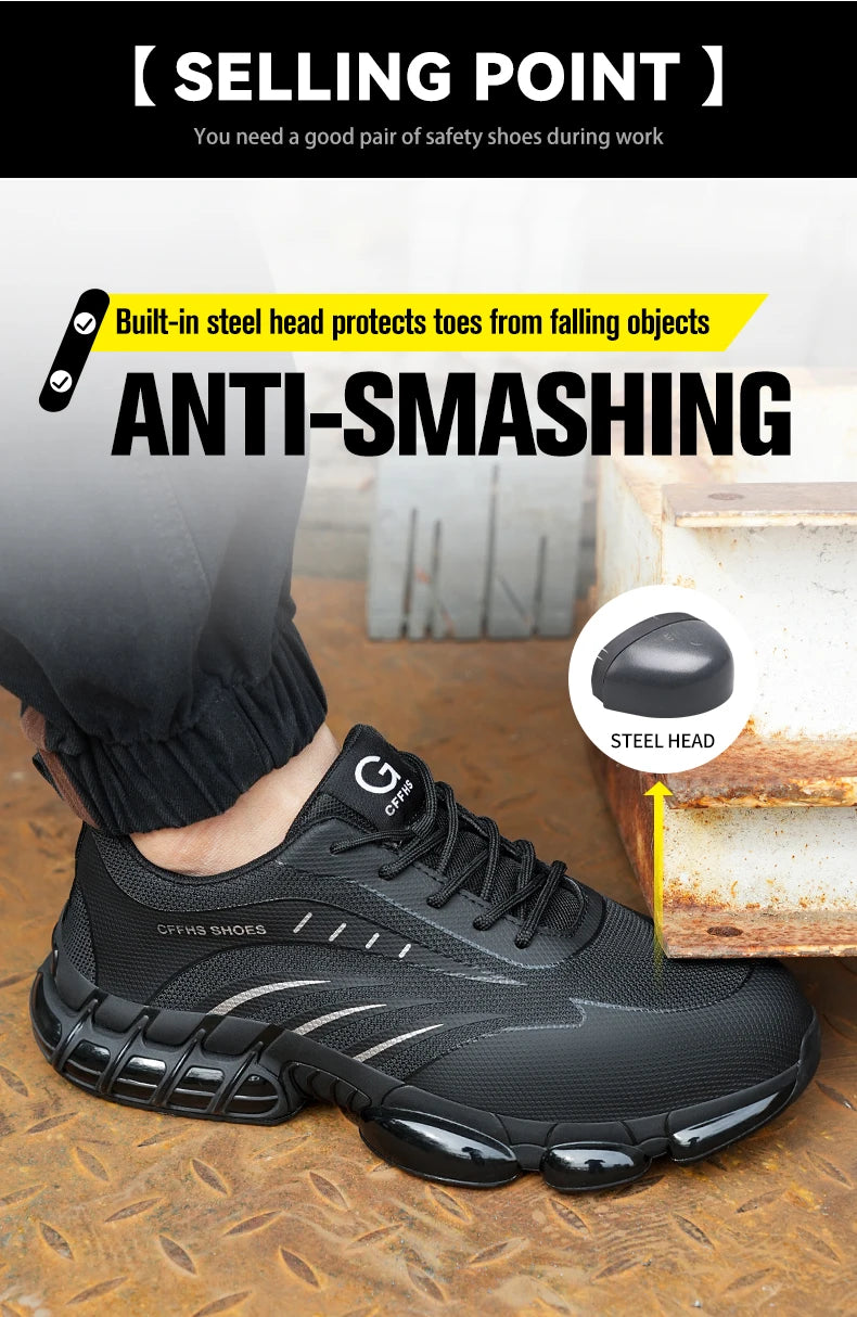 Breathable, lightweight and comfortable anti-smash and anti-puncture safety shoes - AMULET RING STORE