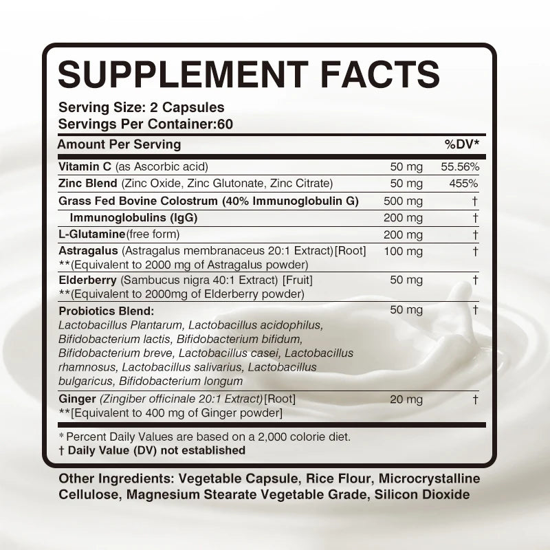 Colostrum Capsules - 40% LgG - Support Intestinal and Digestive Health, Hair, Nails, Skin and Muscle Health - AMULET RING STORE