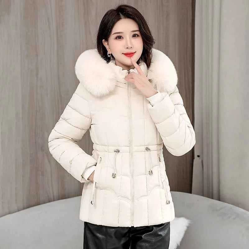 Winter 2025 New Down Jacket Women Parkas Fashion High-Quality Warm Cotton Padded Coat Ladies Short Overcoat Hooded Overwear Tops