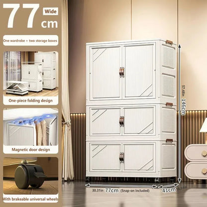 Multi-specification Multifunction White Folding Storage Cabinet Large Capacity Dustproof Wardrobe Storage Box - AMULET RING STORE