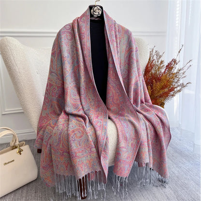 Autumn Bohemian Ethnic Paisley Cashmere Shawls Scarf for Women Warm Jacquard Pashmina Scarves Print Design Lady Foulard Stoles - AMULET RING STORE