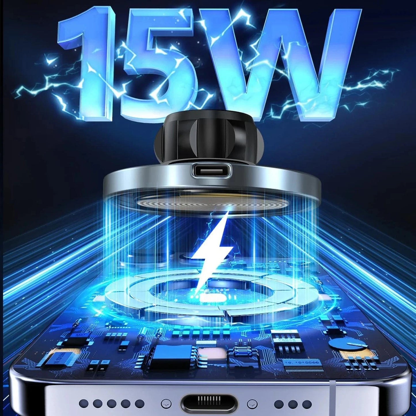 UYUXIO Magnet Wireless Car Charger 15W Fast Charging Magnetic Car Mount Phone Holder Air Vent for iPhone 16 15 14 13 Pro Max 12