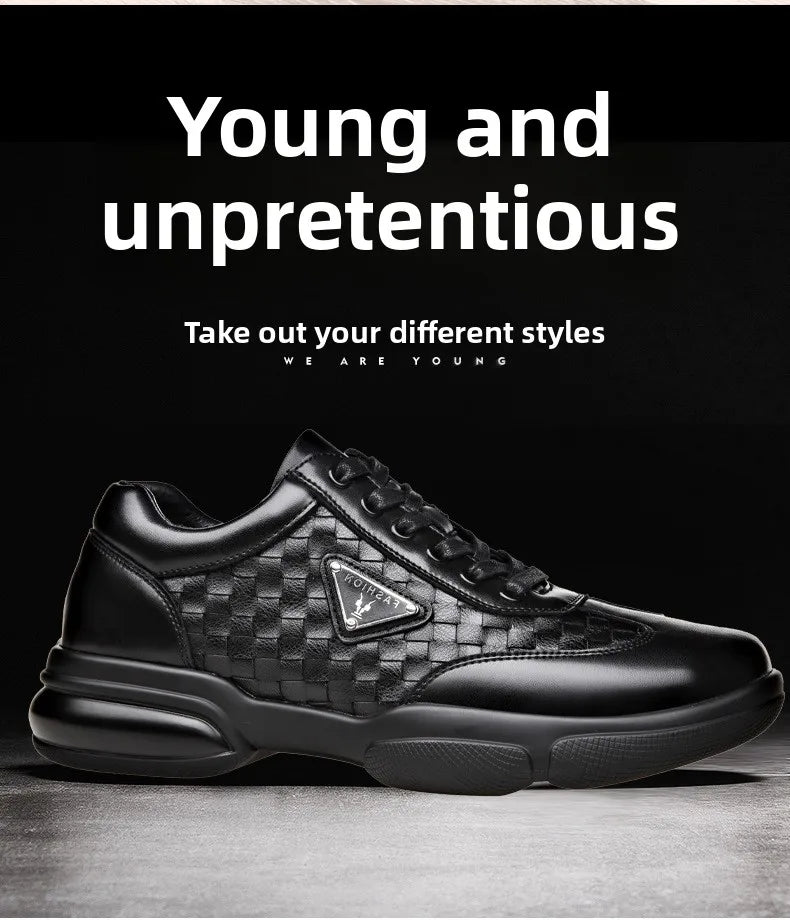 Men's Shoes Original Casual Leather Men Training Wear Resistant Sneakers Outdoor Male Treking Footwear Breathable Lace-up Shoes