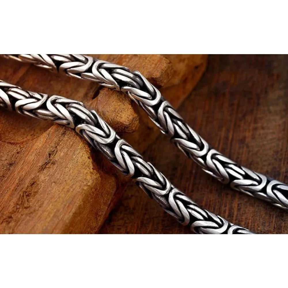 Noble Sterling Silver necklace Retro for men women classic 8MM rchain dragon 60cm Charm high quality Fine jewelry wedding gift - AMULET RING STORE