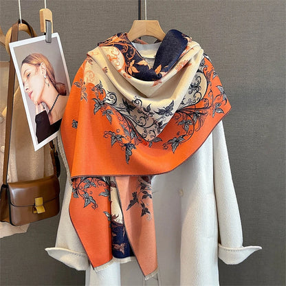 2025 Winter Warm Cashmere Scarf for Women Luxury Print Pashmina Shawl Wrap Neckerchief Female Bufanda Echarpe Design Headband - AMULET RING STORE