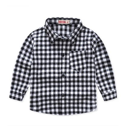 New Spring and Autumn Winter Boys and Girls 1-14 Years Old Classic Woolen Checkered Shirt Student Dress Versatile Shirt