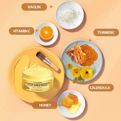 Vitamin C Exfoliating facial mask Turmeric Exfoliating facial mask Improve Pore Deep Cleaning facial mask Apply facial mask - AMULET RING STORE
