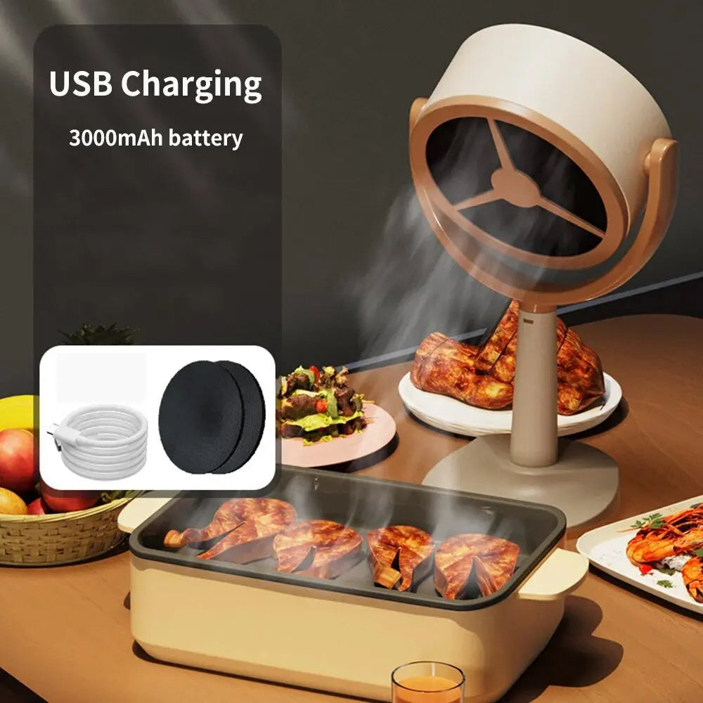 Angle-adjustable Portable Range Hood Mini Kitchen Desktop Range Hood USB Charging Plug for Indoor Barbecue Hot Pot Range Hood - AMULET RING STORE