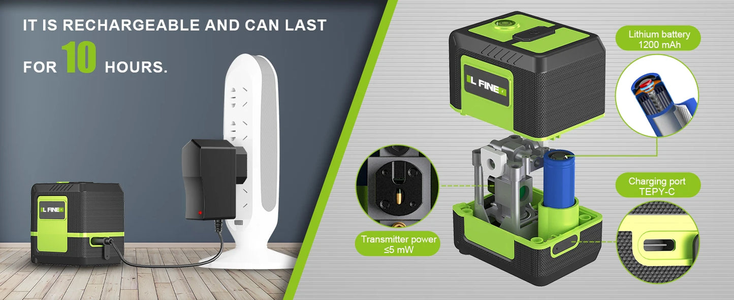 Lfine Laser Level 2 Lines with Tripod professional Level Laser Horizontal Vertical Nivel Laser automatic  360°Self-Leveling Tool