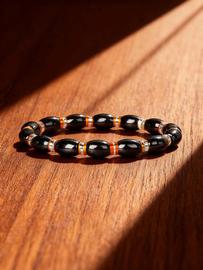 Hematite & Red Tiger's Eye Bracelet Men Natural Stone Cylinder Bead for Energy Protection Reiki Charm Courage Jewelry Women Gift