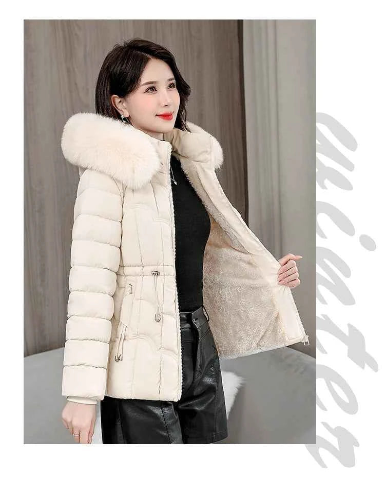 Winter 2025 New Down Jacket Women Parkas Fashion High-Quality Warm Cotton Padded Coat Ladies Short Overcoat Hooded Overwear Tops