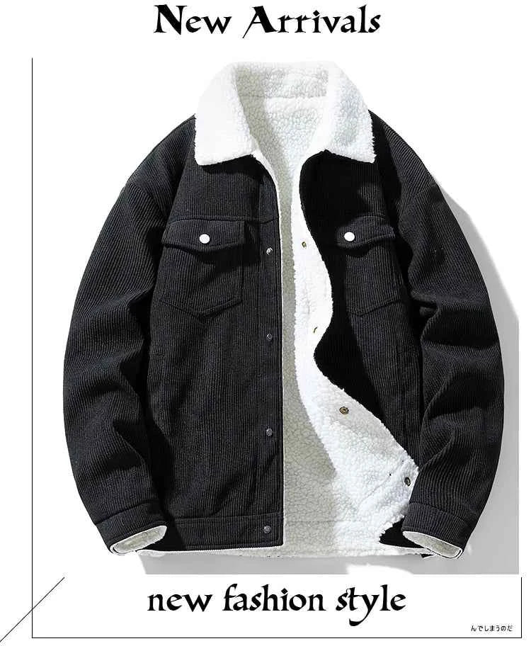 Men's Jackets and Coats Fashion Warm Corduroy Thick Coats 2024 Winter Fashion Men's Coats Down Jackets Men's Cotton Clothing