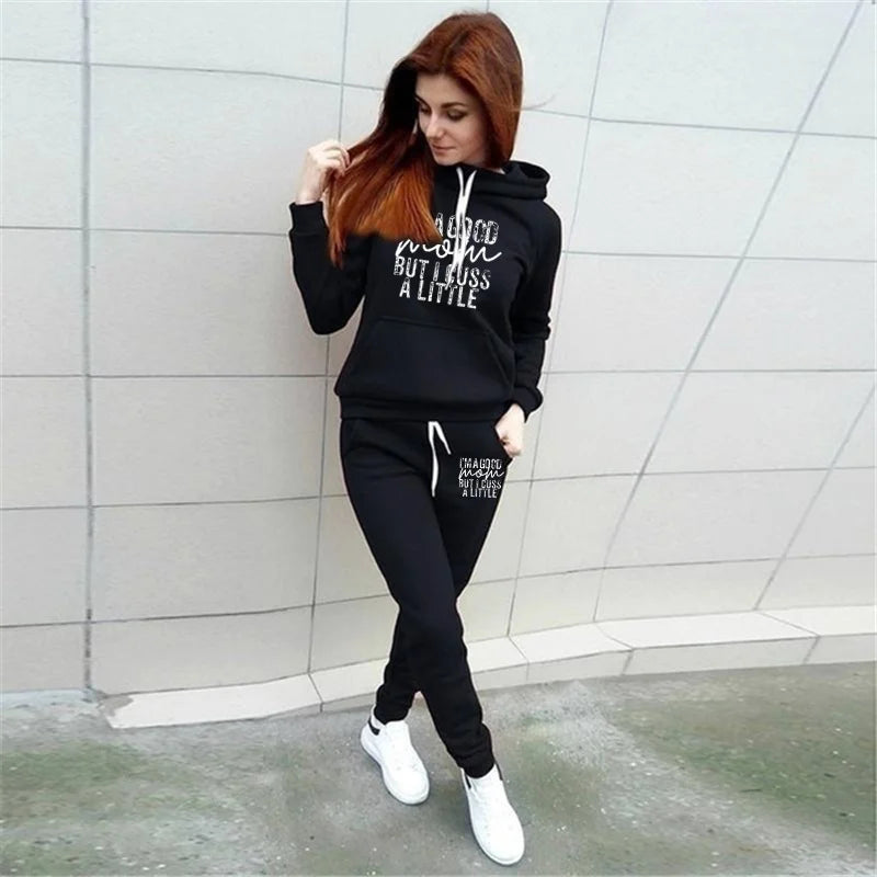 New Women's Sportswear Fashion Outdoor Two Piece Hoodie + Pants Suit Set Casual Popular Brand Jogging Sports Suit