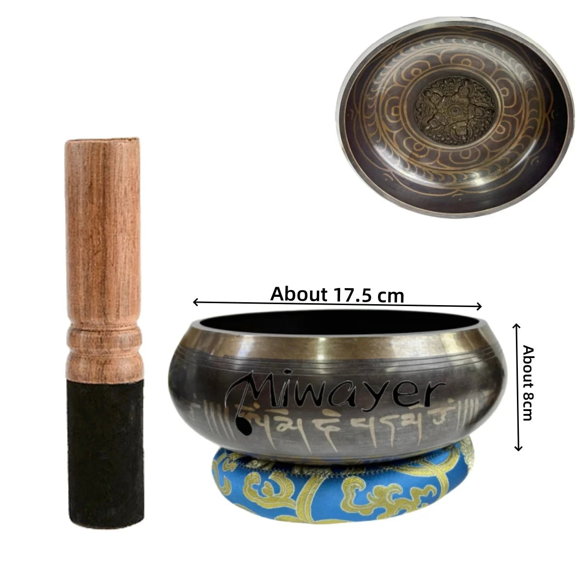 Tibetan Singing Bowl Set 8.5~20CM Size Optional Scripture Bowl Helpful for Meditation Yoga Relaxation Chakra Healing Prayer - AMULET RING STORE