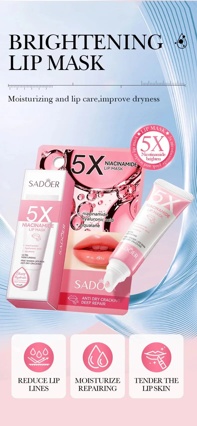 Exfoliating Lip Treatment Mask Gloss - Lightening Melanin Dark Lip Balm Remove Pink Moisturizing Reduce Lip Lines Improve Drynes - AMULET RING STORE