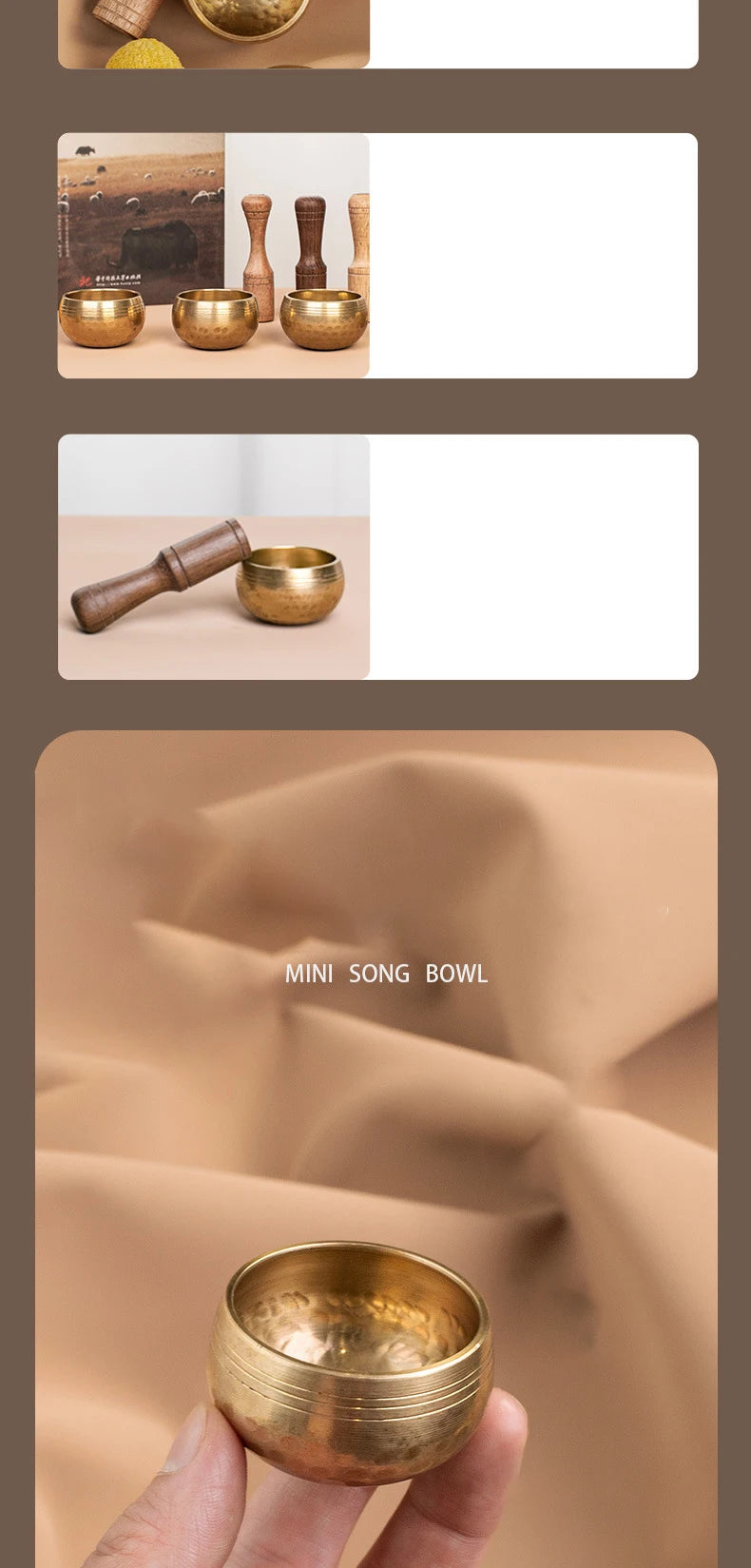 Mini Singing Bowl Portable Small Tibetan Bowls Nepal Handmade Meditation Sound Healing Mindfulness Spiritual Copper Percussion - AMULET RING STORE