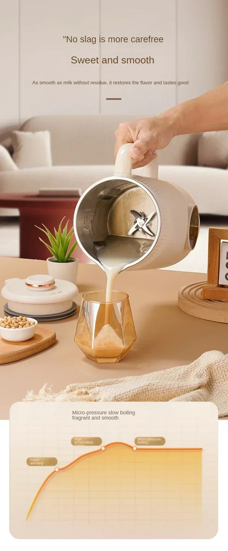 220V Electric Soybean Milk Machine Automatic Intelligent Food Blender Fruit Juicer Water Boiling Kettle Rice Paste Maker - AMULET RING STORE