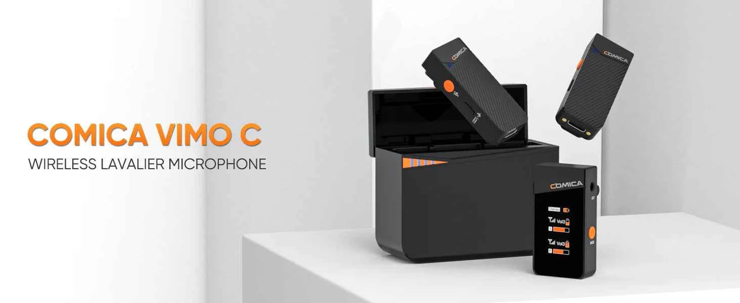 COMICA Vimo C 2.4G Mini Wireless Lapel Microphone with Charging Case, for Smartphone Camera Podcast Interview YouTube Facebook