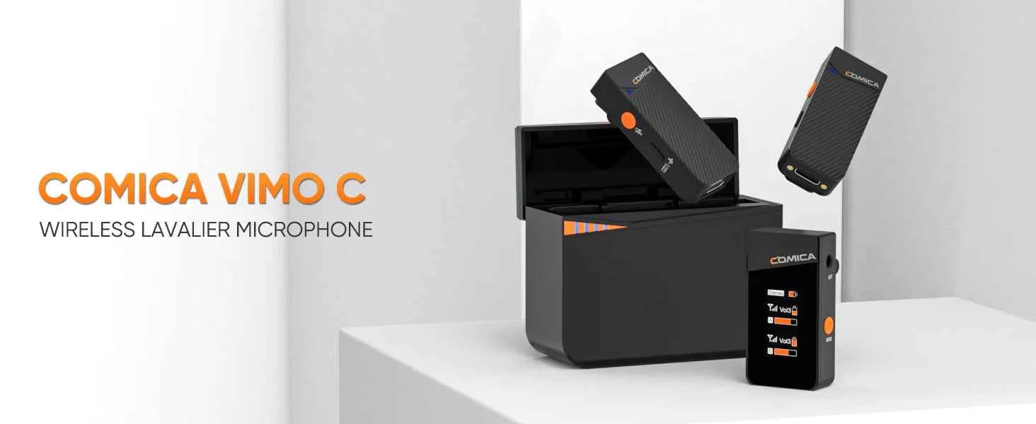COMICA Vimo C 2.4G Mini Wireless Lapel Microphone with Charging Case, for Smartphone Camera Podcast Interview YouTube Facebook