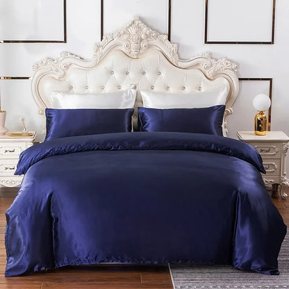 Silky Bedding Duvet Cover Super Soft Solid Home Comforter Cover with Zipper Closure, 2/3pcs Envelop Pillowcase