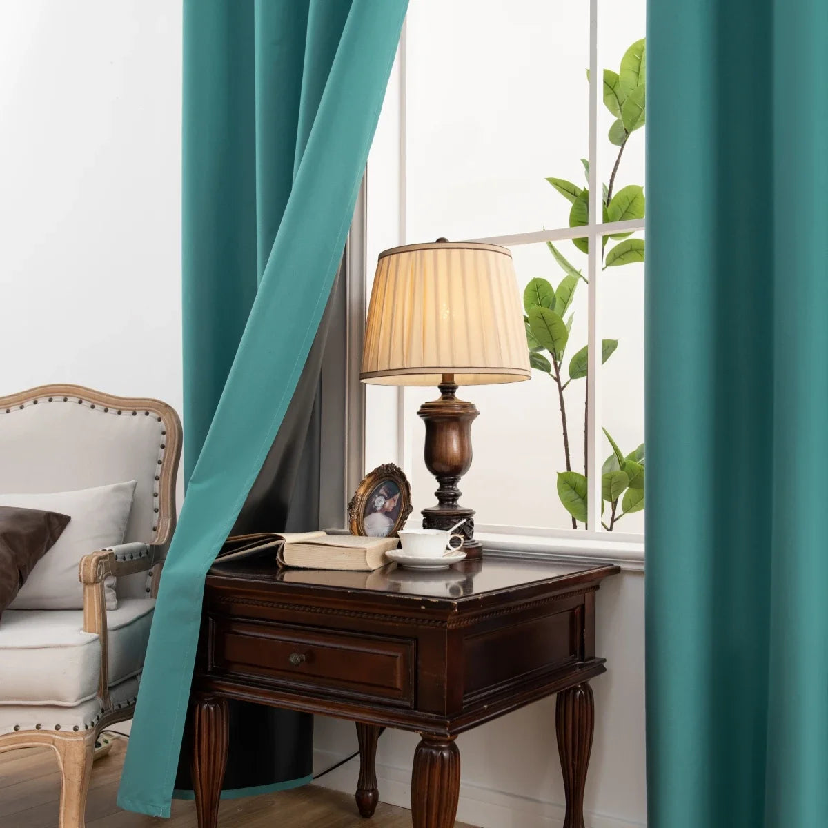 2pcs Modern 100% Blackout Curtain with Coated Lining, Solid Window Curains for Bedroom, Living Room, Dining Room, Home Decor - AMULET RING STORE