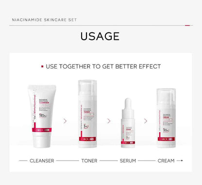 Niacinamide Skin Care Set Oil Control Anti-Wrinkle Aging Fine Lines Serum Whitening cream Repair Face Nourish Toner 4 Set box