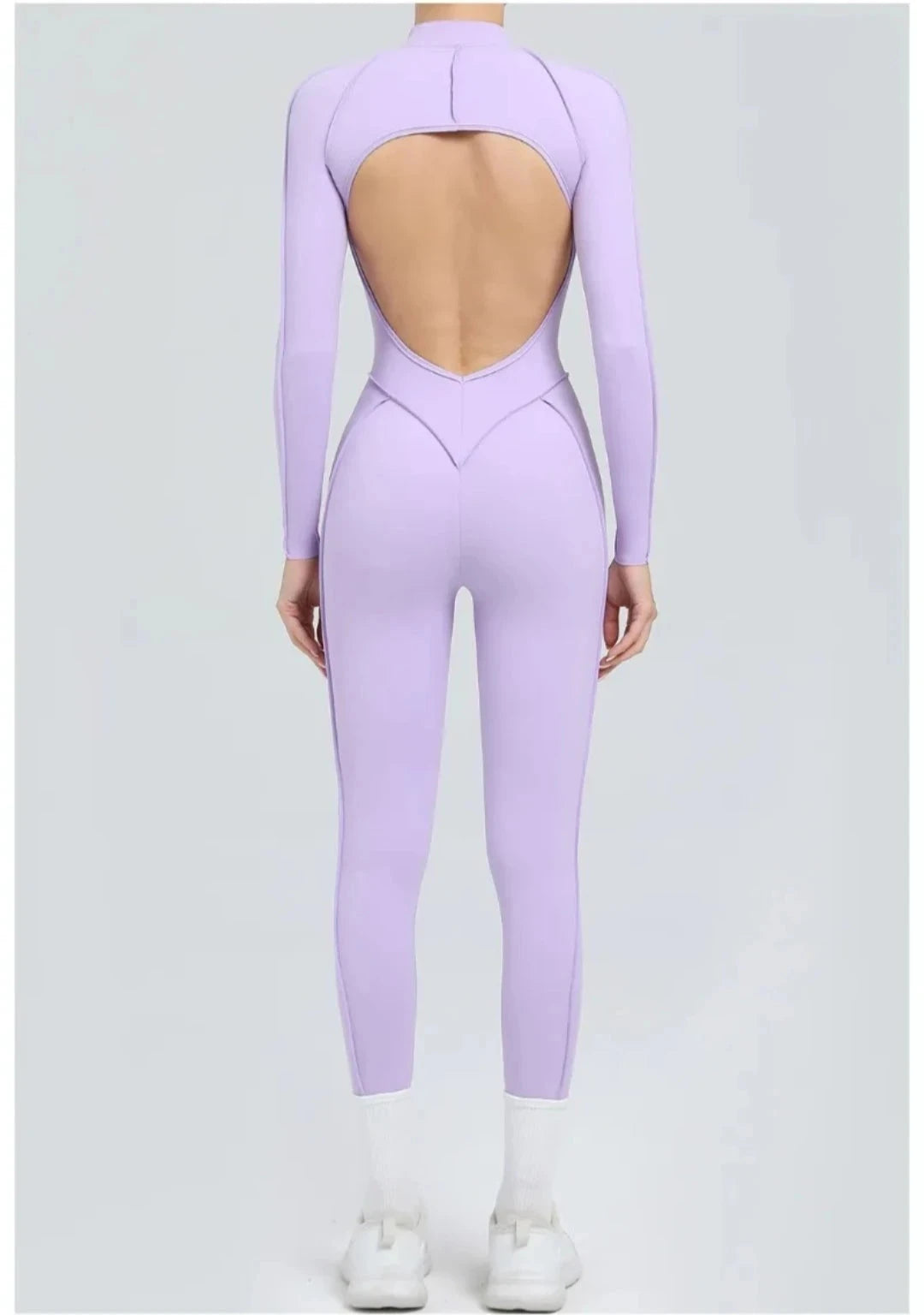 Seamless Yoga Jumpsuit Sports Fitness Backless Tight Zipper Long-sleeved One-Piece Workout Clothes Gym Leggings Sportswear