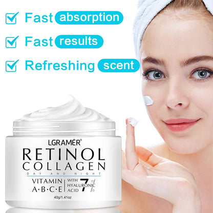 Retinol Face Cream Moisturizing Nourishing Wrinkle Remover Collagen Hyaluronic Acid Shrink Pores Firming Skin Care Cosmetic - AMULET RING STORE