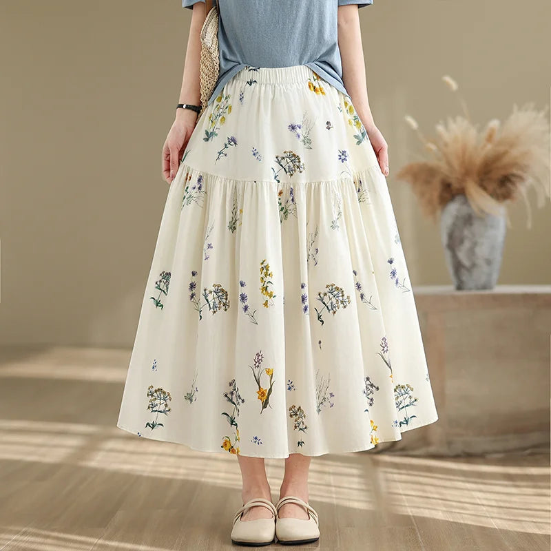 THHONE Summer Skirt Women 2025 High Waist Loose Fashion Vintage Dot Casual Korean Style Elegant A-line Skirts Women's Clothing