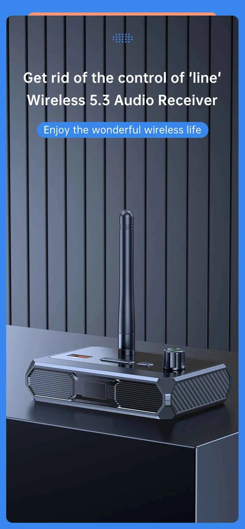 Bluetooth 5.3 Audio Receiver USB U-Disk Play Stereo Wireless Adapter R/L 2 RCA/3.5MM AUX/Optical Fiber Jack For Car Kit Speaker