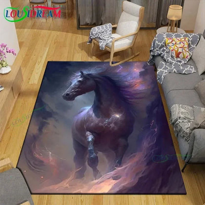 3D Fashion Exquisite Painting Horse Printed Carpet Living Room Anti-Skid Area Rug Kids Bedroom Mats Yoga Mat Large Carpet Decor