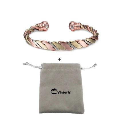 Vinterly Twisted Copper Bracelets for Women Rose Gold-color Health Energy Magnetic Copper Adjustable Cuff Bracelets & Bangles