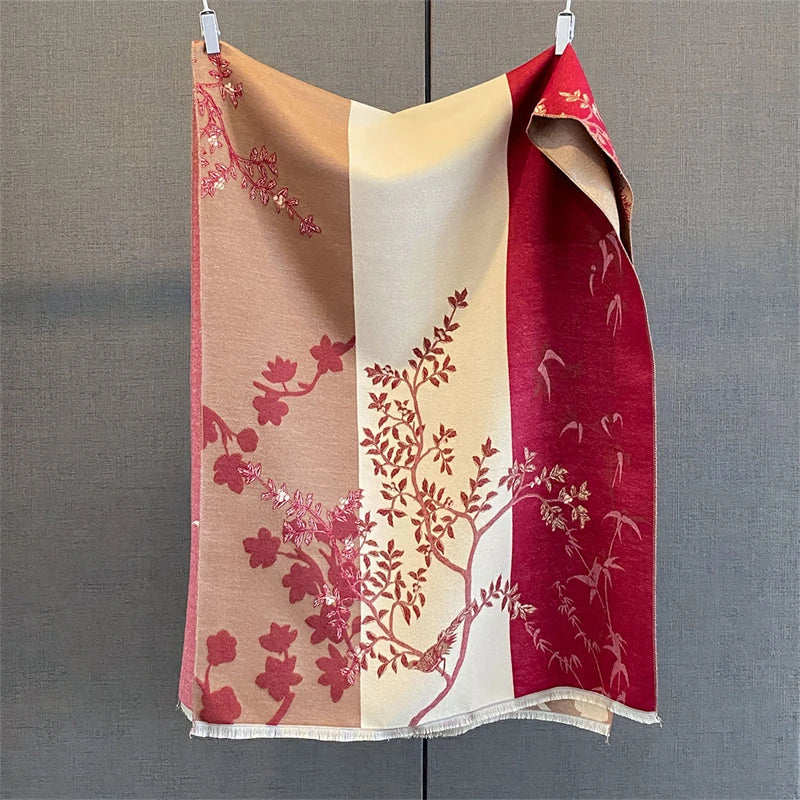 Travel Poncho Warm Cashmere Scarf Women 2025 Luxury Thick Blanket Winter Bufanda Shawl Print New Wraps Pashmina Female Stoles - AMULET RING STORE