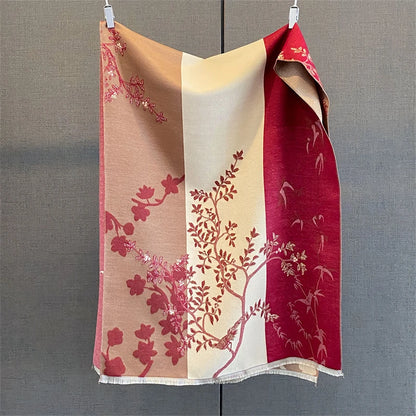 Travel Poncho Warm Cashmere Scarf Women 2025 Luxury Thick Blanket Winter Bufanda Shawl Print New Wraps Pashmina Female Stoles - AMULET RING STORE