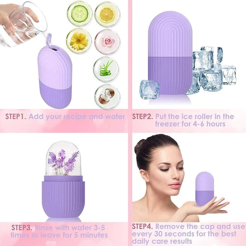 Silicone Cube Tray Shape Face Facial Ice Roller Massage Face Massage Roller Frozen Facial Reusable Ice Roller Beauty  Skin care