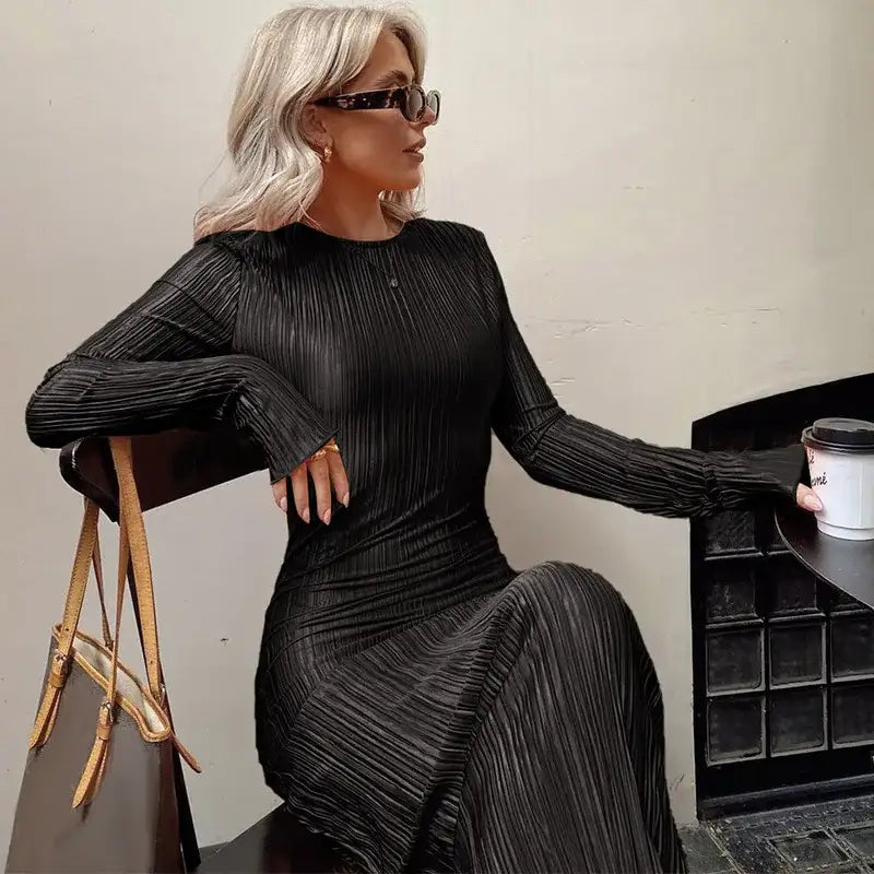 Dulzura Black Long Sleeve Dress - Winter Fashion - AMULET RING STORE