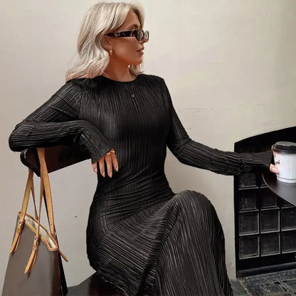 Dulzura Black Long Sleeve Dress - Winter Fashion - AMULET RING STORE