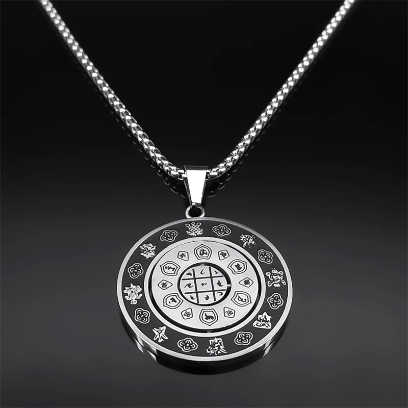 Buddhism Chinese Zodiac Lotus Rotatable Necklace for Men Women AMULET RING STORE