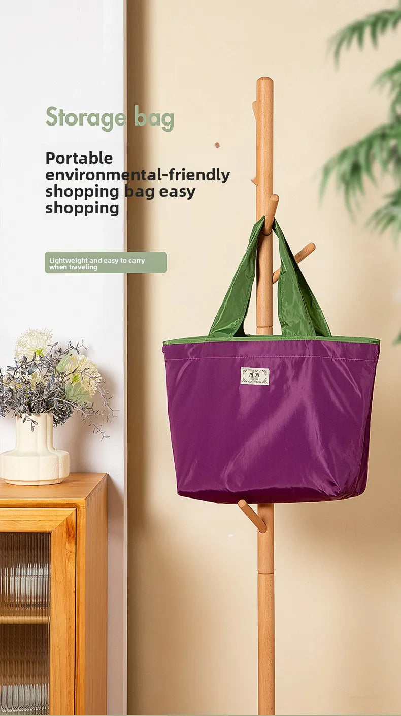 Large-sized drawstring eco-friendly supermarket shopping bag fashionable single-shoulder bag foldableportable handbag,waterproof - AMULET RING STORE