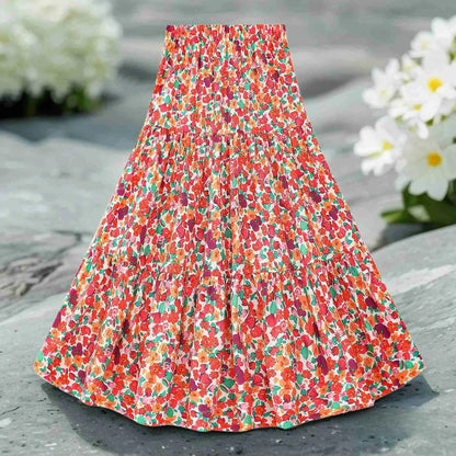2024 Long Skirt Teens Girls Clothing 8-12 Y Summer Style Casual Fashion Floral Butterfly A-Line Birthday Gift Children Skirt