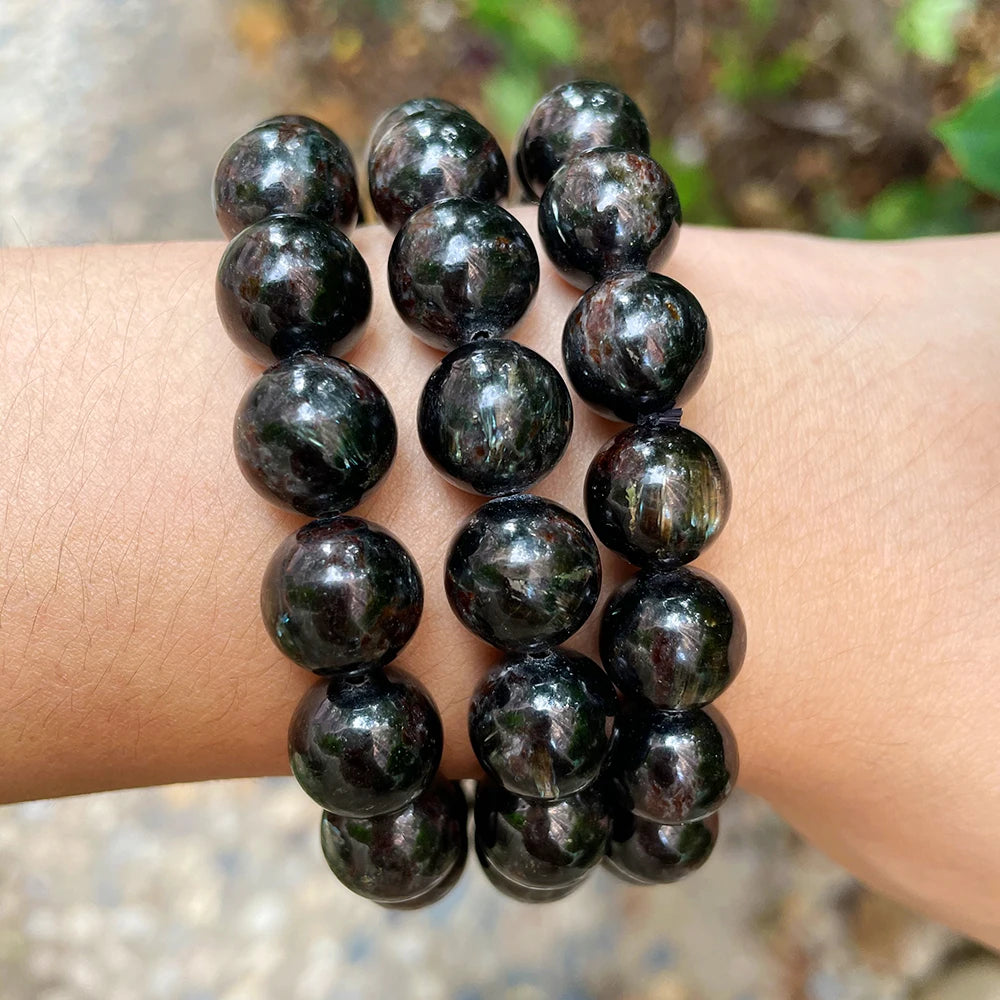 A++ Natural Astrophyllite Stretch Bracelet Crystal Beads for Jewelry Making DIY Accessories 8 10 12mm - AMULET RING STORE