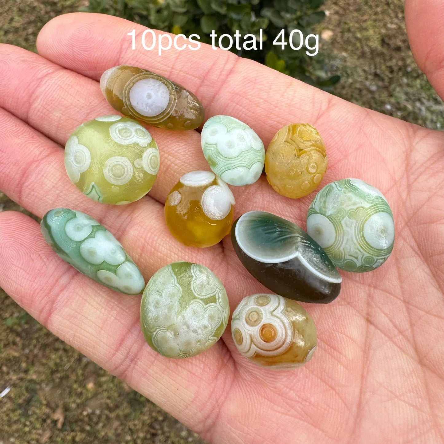 Natural Green Sardonyx Alxa Gobi Agate Rock Specimen Energy Crystal Healing Stone Garden Decor GK1-22 (olive oil maintain)
