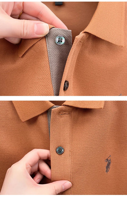 100% pure cotton men's short sleeved polo shirt hot selling summer fashionable horse logo embroidery classic Paul casual T-shirt
