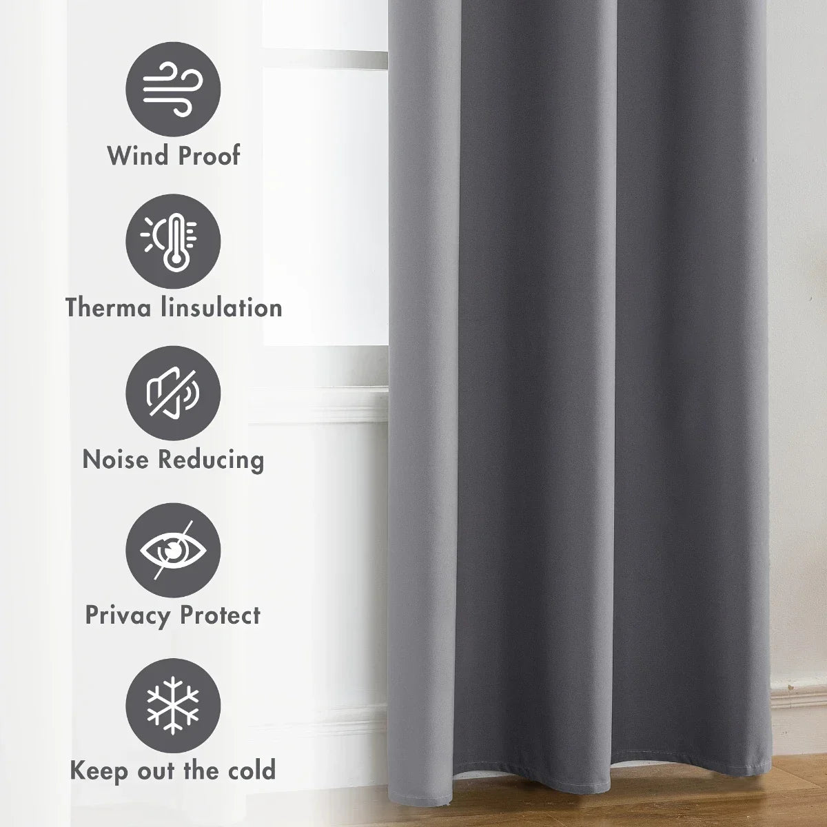 2pcs Modern 100% Blackout Curtain with Coated Lining, Curains for Bedroom, Living Room, Dining Room, Bathroom, Home Decor - AMULET RING STORE