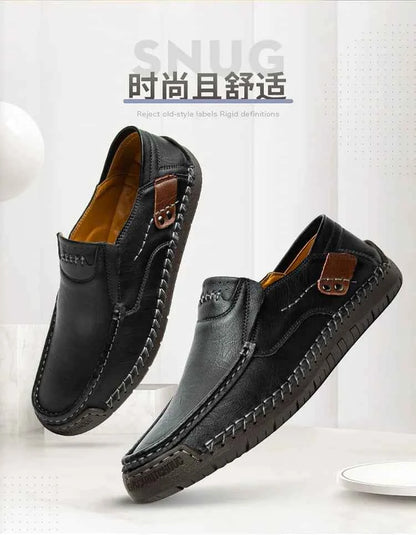 New Handmade Leather Men Shoes Casual Comfortable Men Loafers Slip On Leather Shoes Men Flats Hot Sale Outdoor  Walking Shoes
